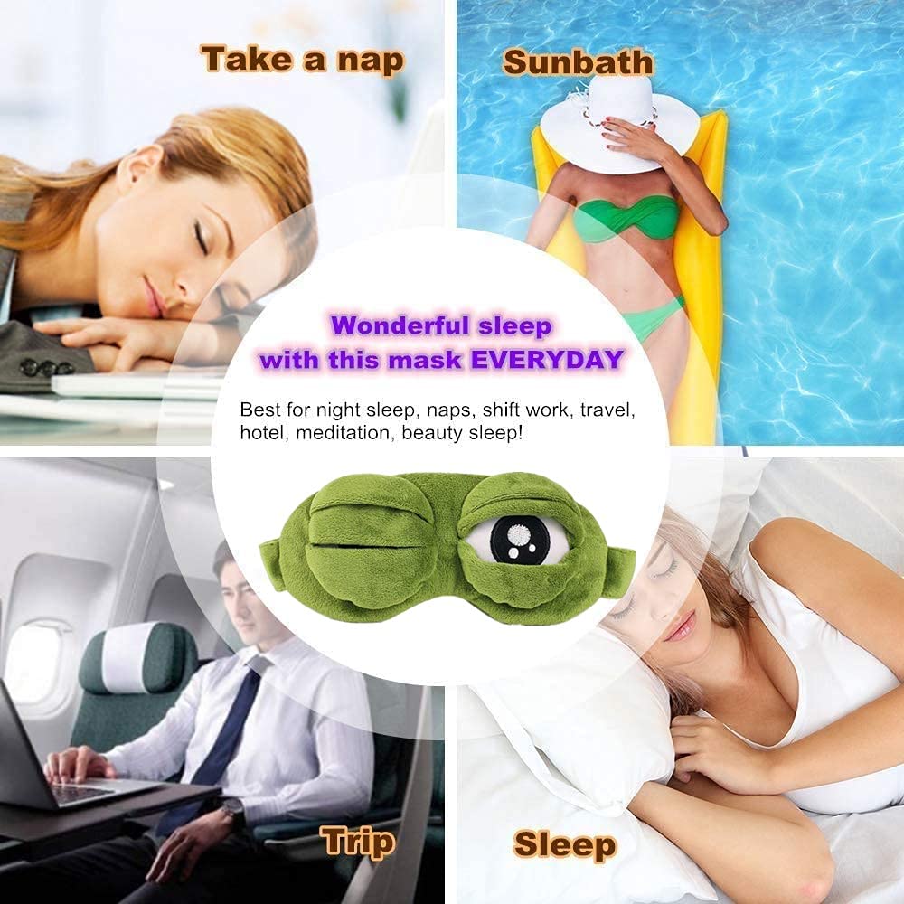 3D Frog Sleep Mask Natural Sleeping Eyeshade Women Men Creative Cartoon Soft Portable Blindfold Travel Office Eyepatch