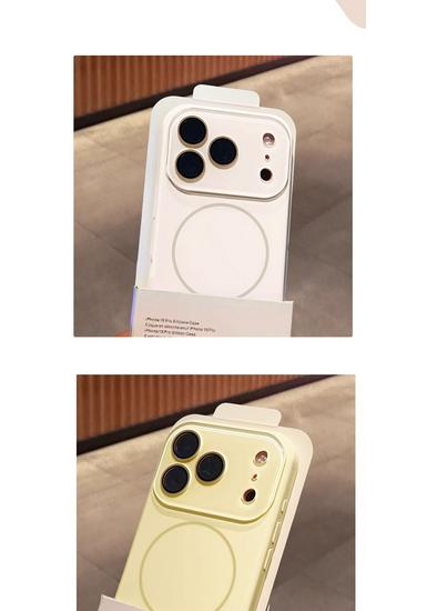 iPhone 17 Pro Max Liquid Silicone Magnetic Phone Case with Ring and Mirror Drop Protection
