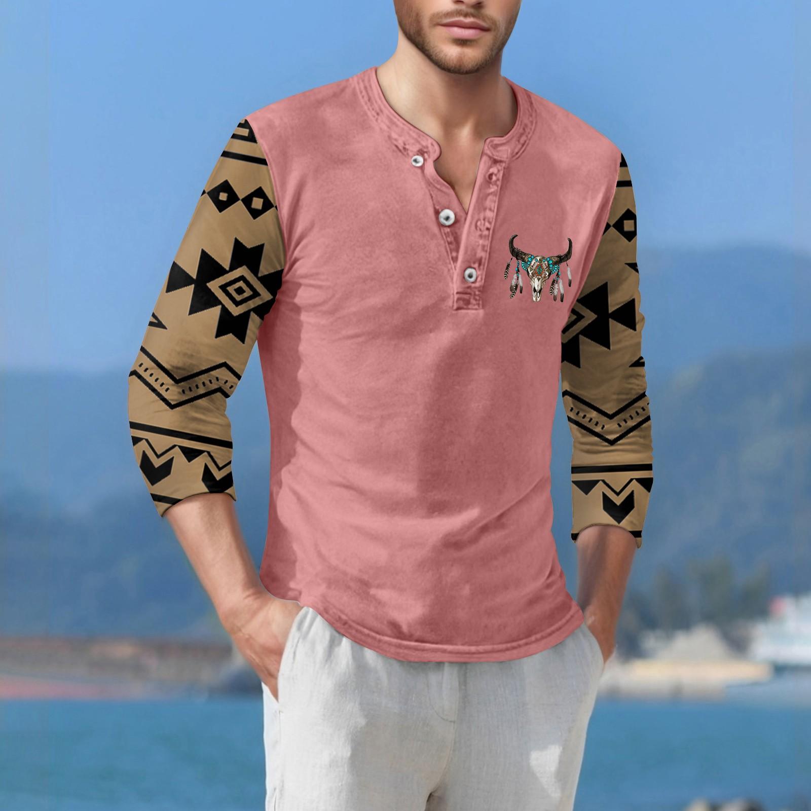 

Мужская футболка уличная повседневная мода с длинными рукавами L розовый