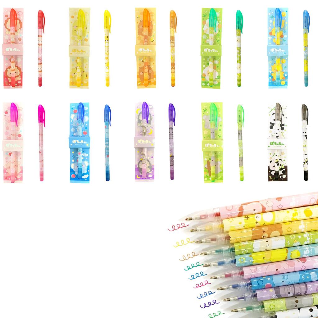 Pochacha Animal Zoo Glitter 10 designs x 1 set perfect for home or birthday packaged in a special OPP Colorful perfect for promotional or any Pens,