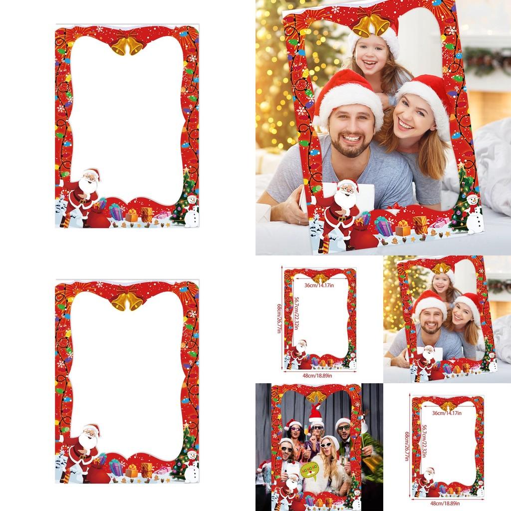 Rekwizyty do fotobudki na przyjęcie bożonarodzeniowe z papierową ramką dla dorosłych i dzieci, świąteczny wystrój