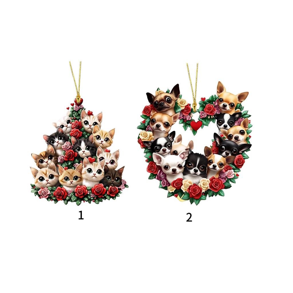 Practical Sturdy Acrylic Cats and Dog Pendant Fashion Accessory Portable for Valentines Day Gifts or Car Decoration