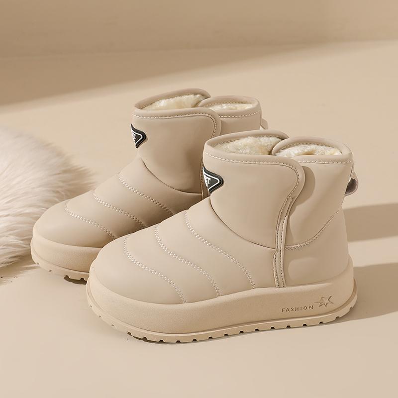 TUINANLE Winter Thick Plush Warm Snow Boots Women Slip On Flat Heels Cotton Shoes Woman Non Slip Ankle Boots Female Black