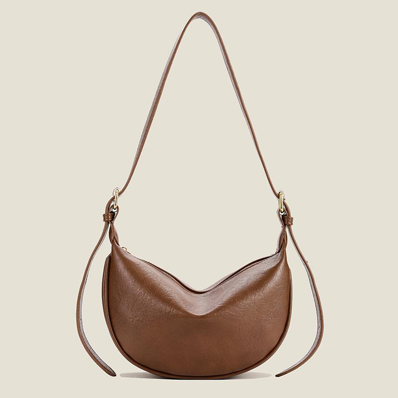 

Женская сумка из мягкой текстурированной кожи, новая сумка-пельмень 2025 года, женская сумка-мессенджер, сумка-полумесяц под мышкой, сумка для поездок большой вместимости коричневый