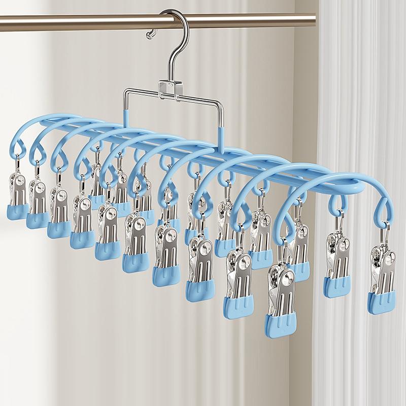 Baby Clothesline Holder Multi-Function Anti-Slip Drng Clothes Hanger Infant Scarf Bib Storage Device Plastic Hanger