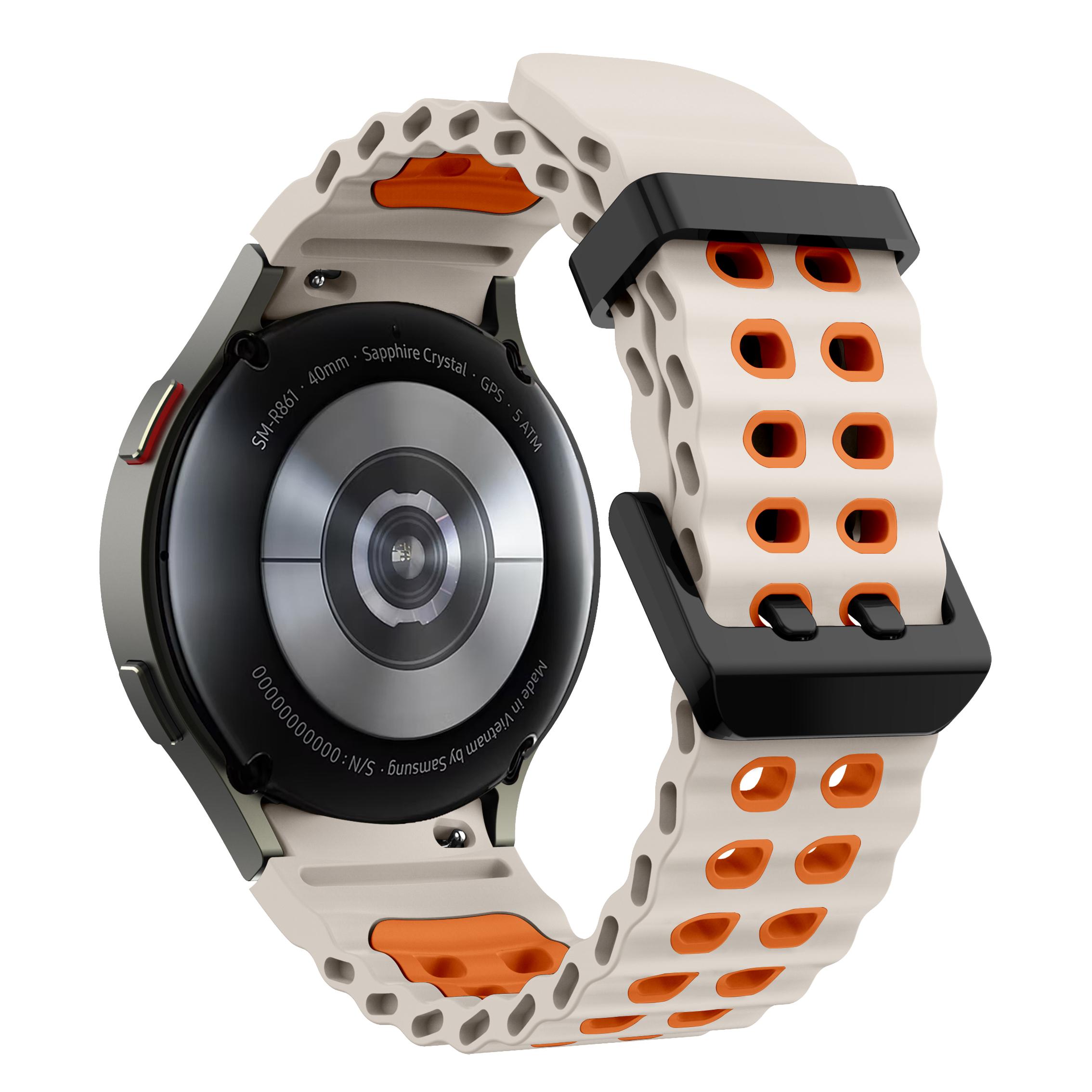 

KALEBOL For Samsung Galaxy Watch7 44mm/40mm Silicone Band Dual Color Replacement Watch Strap Starlight Orange