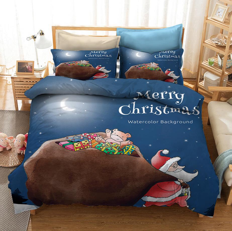 

New Merry Christmas Gift, 3D Christmas Santa Bedding Set, Queen Twin Single Size Duvet Cover Set, Pillowcase Home Textile Luxury EU single(135x200cm)