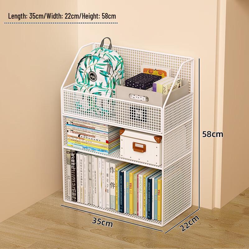 Mobile 3-Tier Metal Bookshelf with Wheels