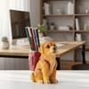 Resin Craft Golden Retriever Dog Pen Holder Creative Sculpture Storage Box Pencil Cup  Home Desk