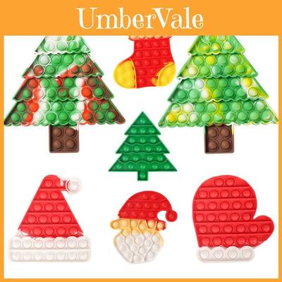 Christmas Big Size Pop It Silicone Toys For Stress Relief Featuring Delightful Santa Claus And Christmas Tree Designs