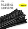 100 STUKS stuks Zelfborgende plastic nylon kabelbinder zwart lengte 80~400mm kabelbinder bevestigingsring industriële kabelbinder kabel