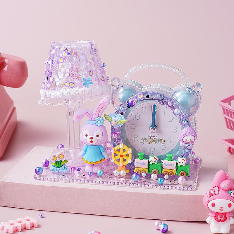 DIY Children's Night Light Alarm Clock with Crystal Glue - Handmade Gift for Girls