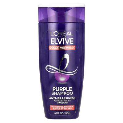 L'Oréal, Elvive, Color Vibrancy, Purple Shampoo, Highlights Brunette, Blonde and Grey, 200Ml (6.7Fl Oz)
