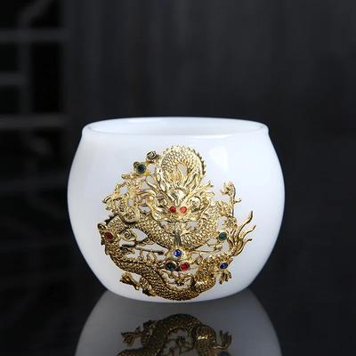 Glas Meistertasse, Einzelbecher, Kung-Fu Teetasse, Spezialbecher, geschnitzt Einzeltee groß Jade Porzellan Tee