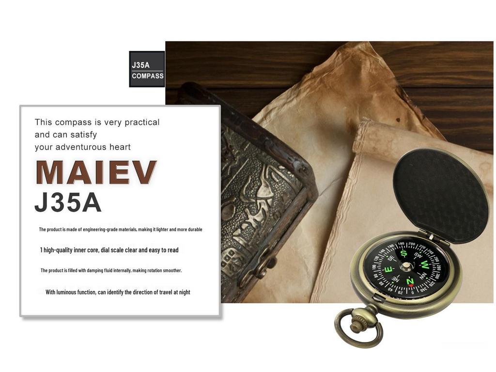 Spot J35A Retro Flip Pocket Watch with North-Pointing Zinc Alloy Compass - Metal Outdoor Gift