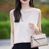 Crew Neck Knitted Vest Women's Summer New Temperament Versatile Thin Sleeveless Suspender Hollow Top