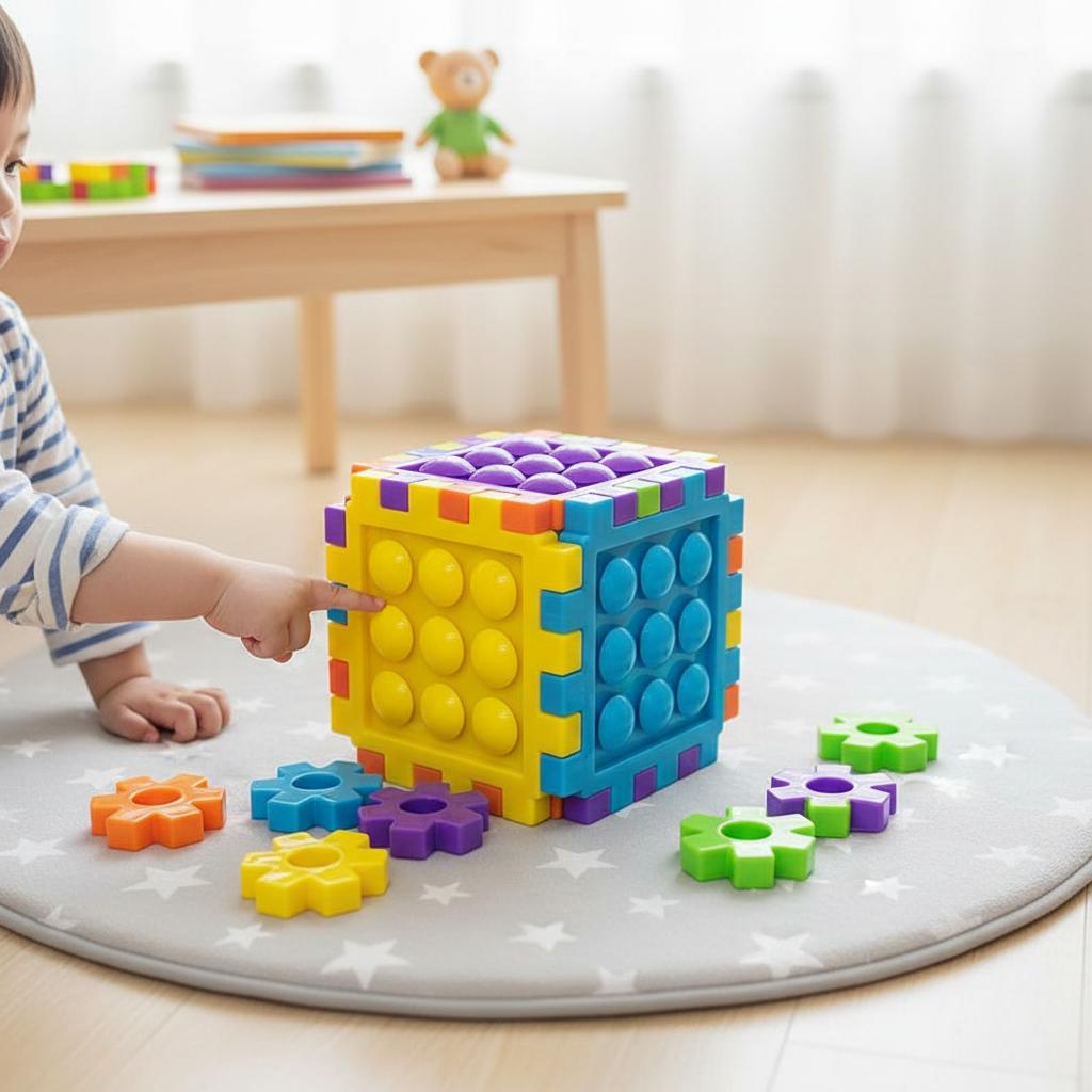 Large Bead Building Blocks Cube Toy Large Particle For Kids Educational Color Sorting