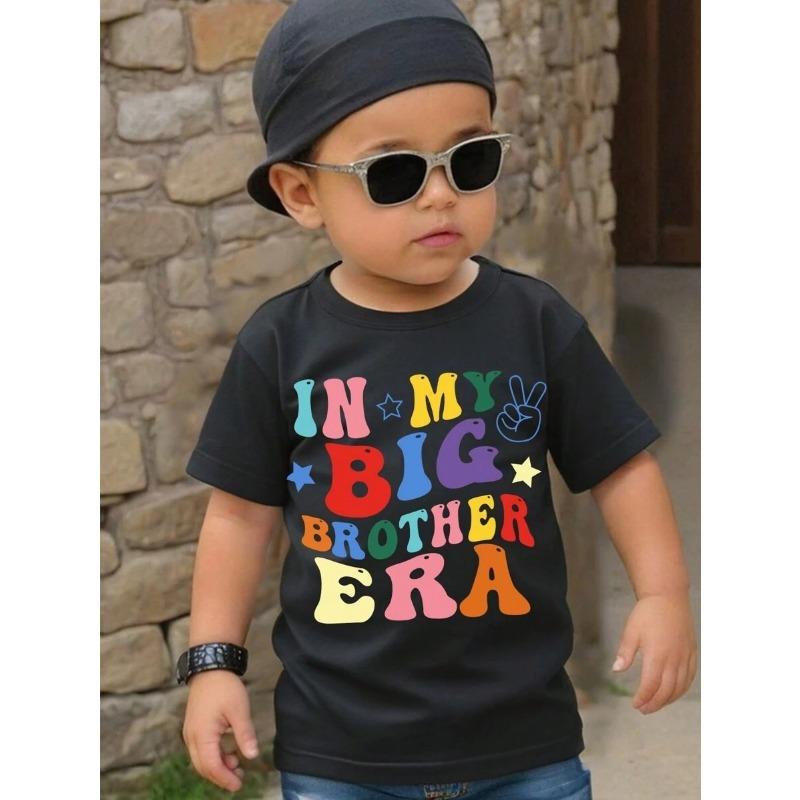 New Boys' T-shirts, Spring and Autumn Children's Colorful Christmas Printed Tops, Baby Base Shirts, Short-sleeved T-shirts