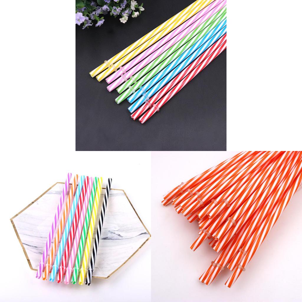 Food Grade Pp Striped Drinking Straws With Ring For Party Catering And Beverage Service