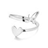 Minimalist Stainless Steel Heart Ring - Adjustable Open Design