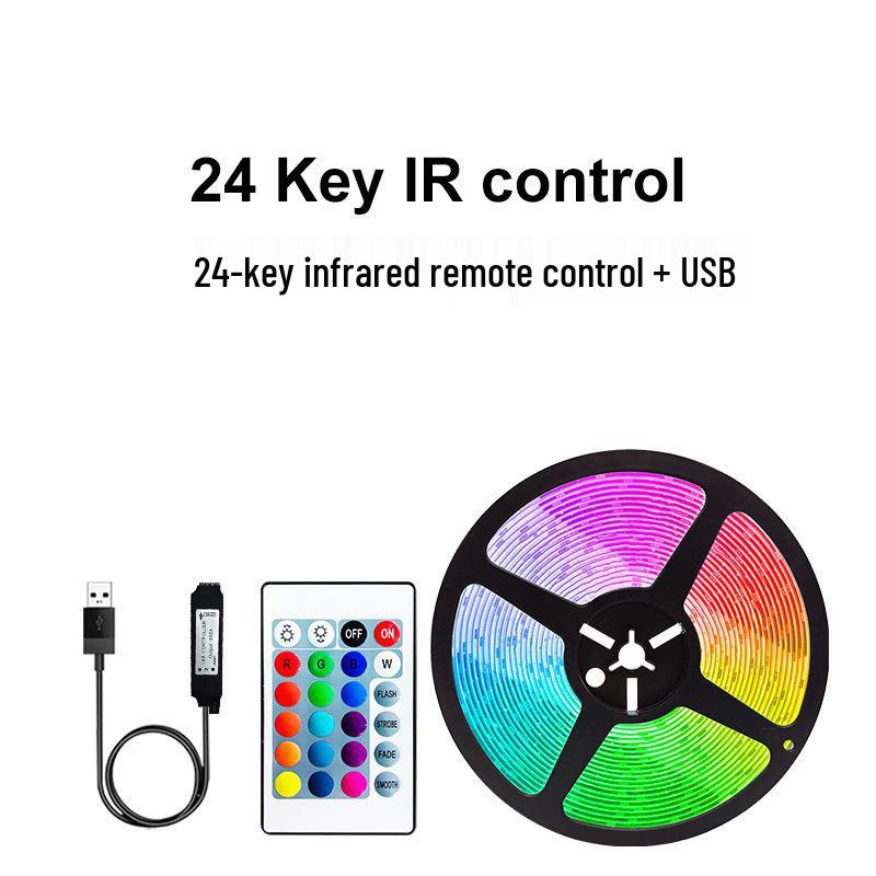 LED Strip Kit: 2835 RGB, 5V Waterproof, Bluetooth Remote with 24 Keys, USB-Powered, Breathing Multi-Color Atmosphere Lighting.