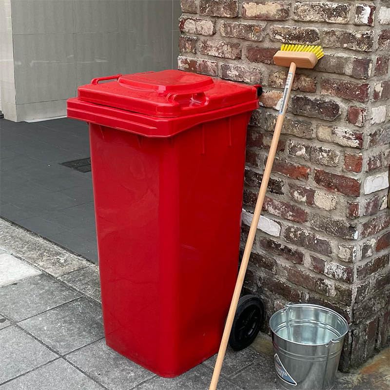 Dulton Plastic Trash Can 45L Gray Trash Can Masterpiece with Lid Large Outdoor Drain Hole Height 575mm Width 380mm Depth 430mm 100-146GY