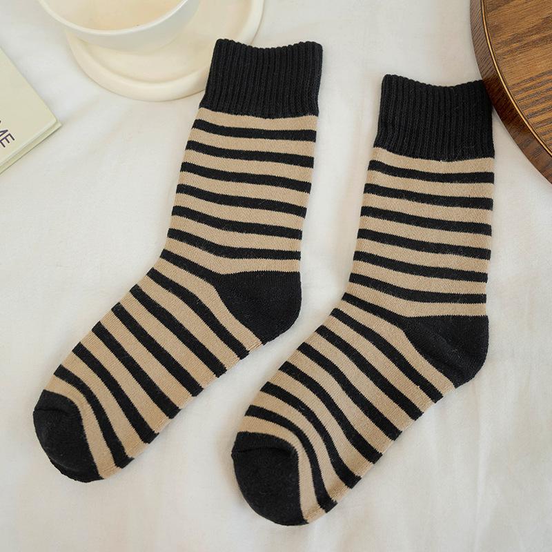 Women's Autumn and Winter Hair Circle and Velvet Warm Stripe Socks