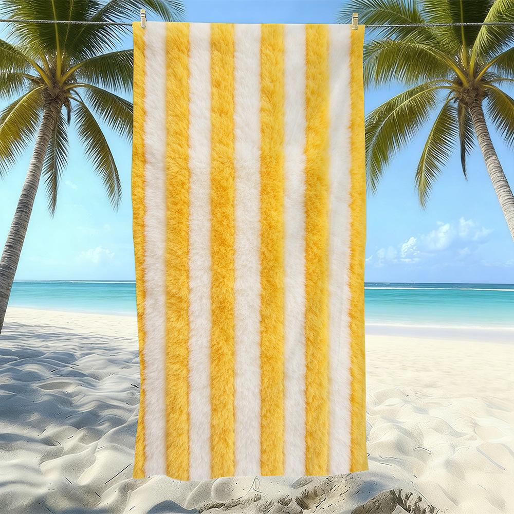 Populaire gestreepte bedrukte strandlaken Sneldrogend Zandvrij Volwassen Zwem Bad Handdoek Microvezel Handdoek