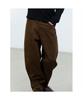 Saendeusaundeu (Unisex) Leopard Wide Oval Elastic Waist Pants Brown