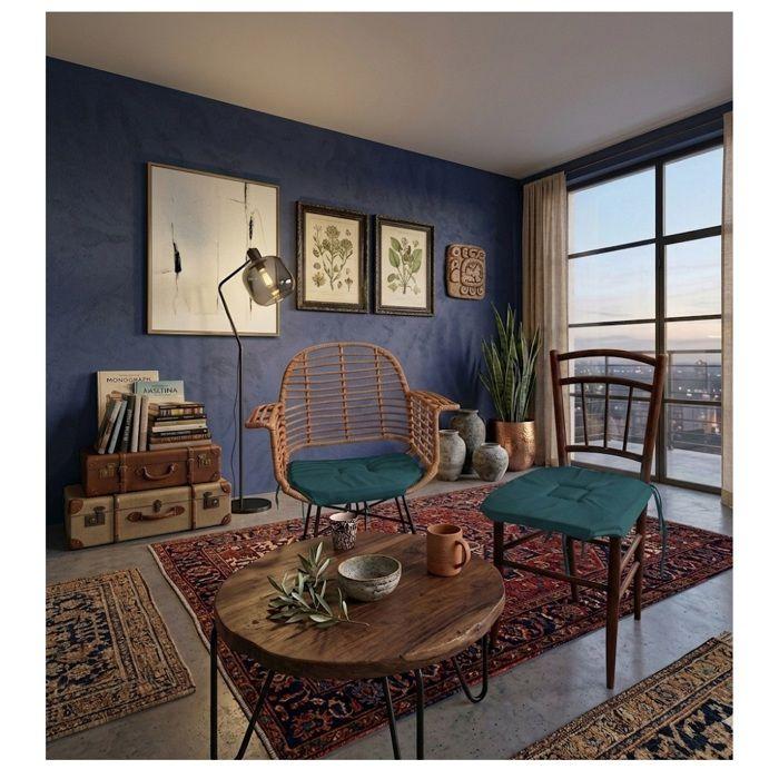 Galette de chaise 4 rabats 40 x 40 cm Nelsen cobalt