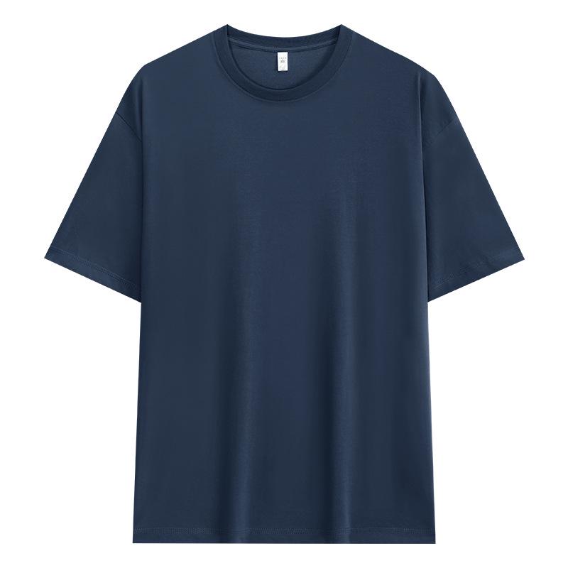 Men's 210g Sorona Cool Ice Silk Loose Round Neck T-Shirt, Solid Color Casual Short Sleeve