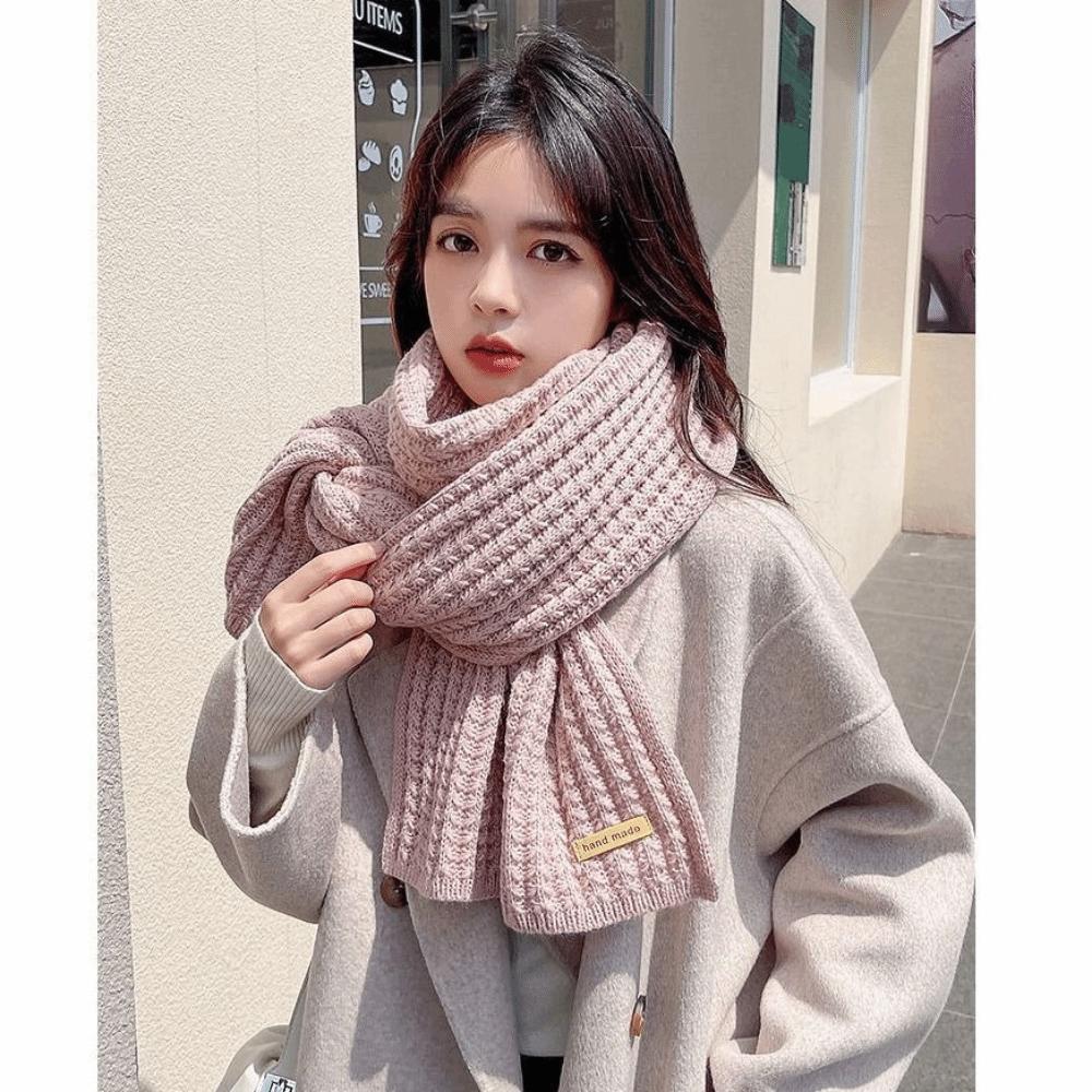 

Couple Warm Neck Cover Bib Thermal Neck Warmer Windproof Thickening Knitting Scarf Fashion Warm Tube Men Women рожевий