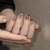Azul leitoso suave dourado francês marrom escuro manchado olho de gato estilo ins europeu e americano adesivo de manicure removível 30 peças