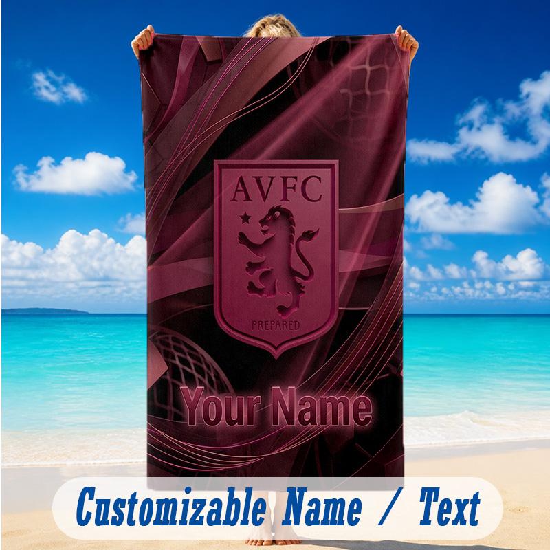 Beach Towel Custom Name Text, Quick Dry Large Towel For Beach HomeAston Villa