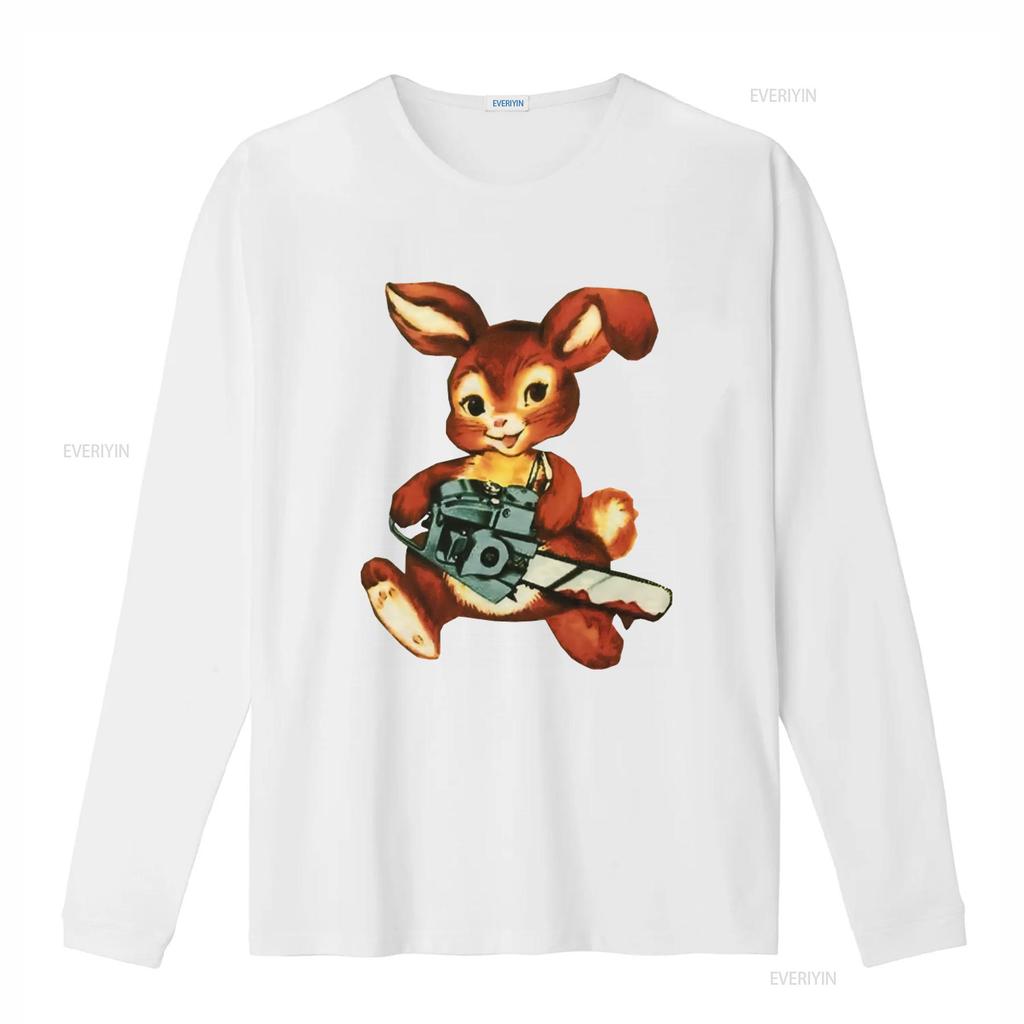 Chainsaw Bunny Funny Freaky T Shirt for Adults Unique Design Any Size Available vintage Washed homme Comfortable Casual Stylish