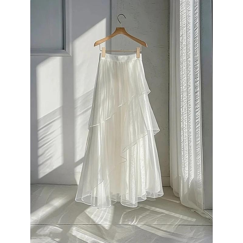 La Chapelle Elegant Mesh A-Line Skirt XL