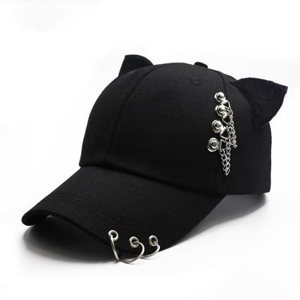New parent-child metal decorative baseball cap personalized ears hoop cap female street couple hip-hop hat trend