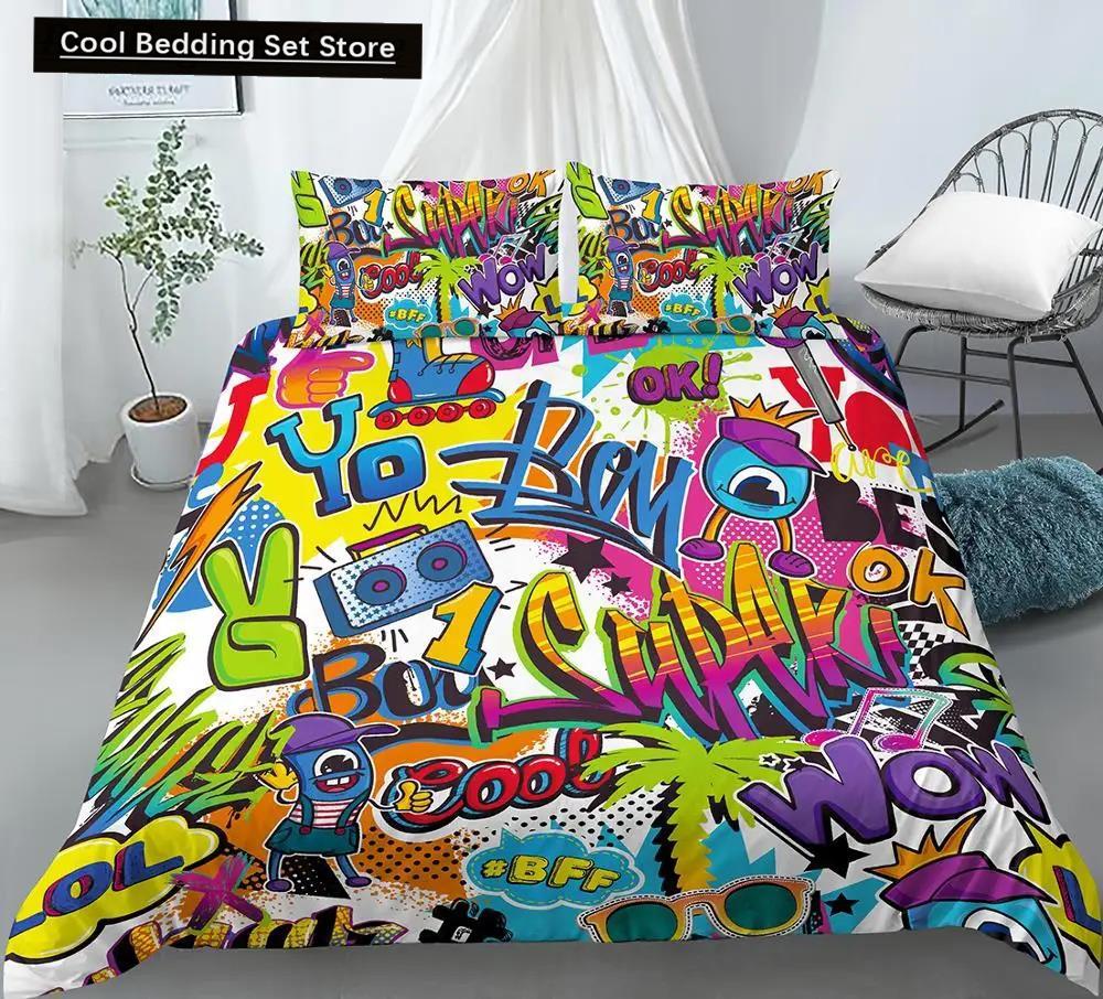 Bedding Set For Baby Kids Child 3D Cartoon Graffiti Crib Duvet Cover Pillowcase 2/3Pcs Polyester Quilt Cover King Queen Full
