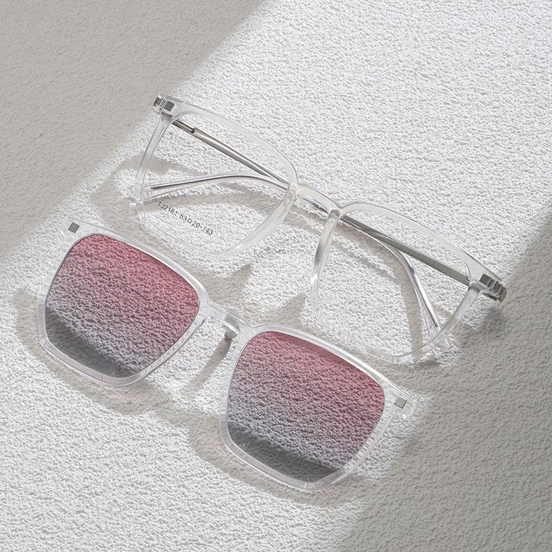 2181 Women's Polarized Magnetic Clip-On Dual-Use Prescription Glasses and Blush Gradient Sunglasses