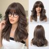 16inch Long Blonde Body Wavy Synthetic Wigs with Bangs for Women Heat Resistant Natural Hairs Wig for Daily Cosplay Party Wear