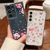 Clear Case For Samsung Galaxy S25 Edge S24 S23 S22 Ultra S24 S21 FE A56 A36 A55 A16 A15 5G Pink Bowknot Pattern Soft TPU Phone Cover