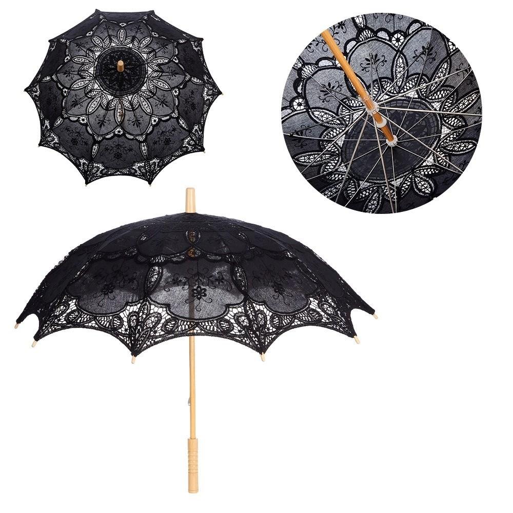 Vintage Großer Spitzen-Sonnenschirm Regenschirm Stickerei Baumwollspitze Blumenmädchen Regenschirm Kinder Sonnenschirm Hochzeitsdekoration