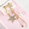 Asymmetrische super funkelnde Zirkon-Stern-Ohrringe, lange Quasten-Temperament-Ohrringe, koreanische Kristall-Perlen-Ohrstecker.