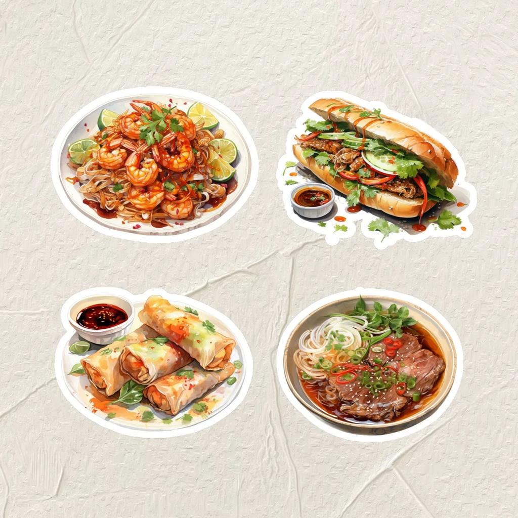 17pcs Cute Self-made Watercolor food sushi Southeast Asian cuisine Scrapbooking Stickers /Decorative /DIY Craft Photo Albums