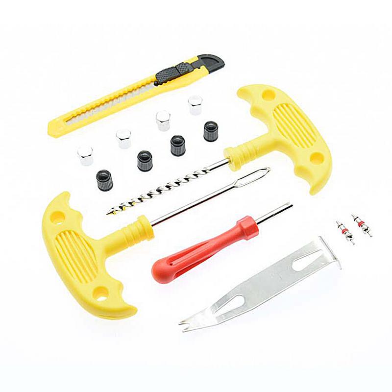 32 PCS Car Tire Repair Tool With Rubber Strips Tire Repair Needle Valve Core Tools Steel Spiral Needles Puncture Tire Repair KiT