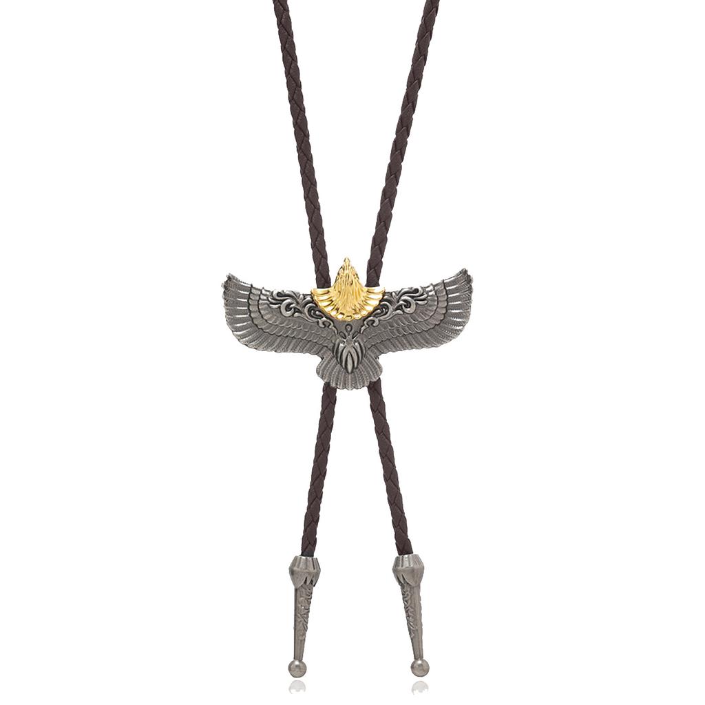 1pc/1pair Bolo Tie for Men Western Masquerade Necktie with Alloy Eagles Buckle Decors Masquerade Costume Accessories
