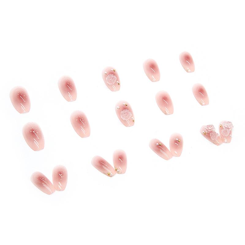 Relief tridimensional care schimbă lumina Camelia Piesă de unghii Unghie falsă Autocolant pentru unghii, care poate fi purtat, Evidențiere tridimensională Piesă de unghii cu diamante