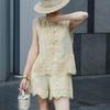 Lanser Women's Linen Blend Embroidered Lace Vest