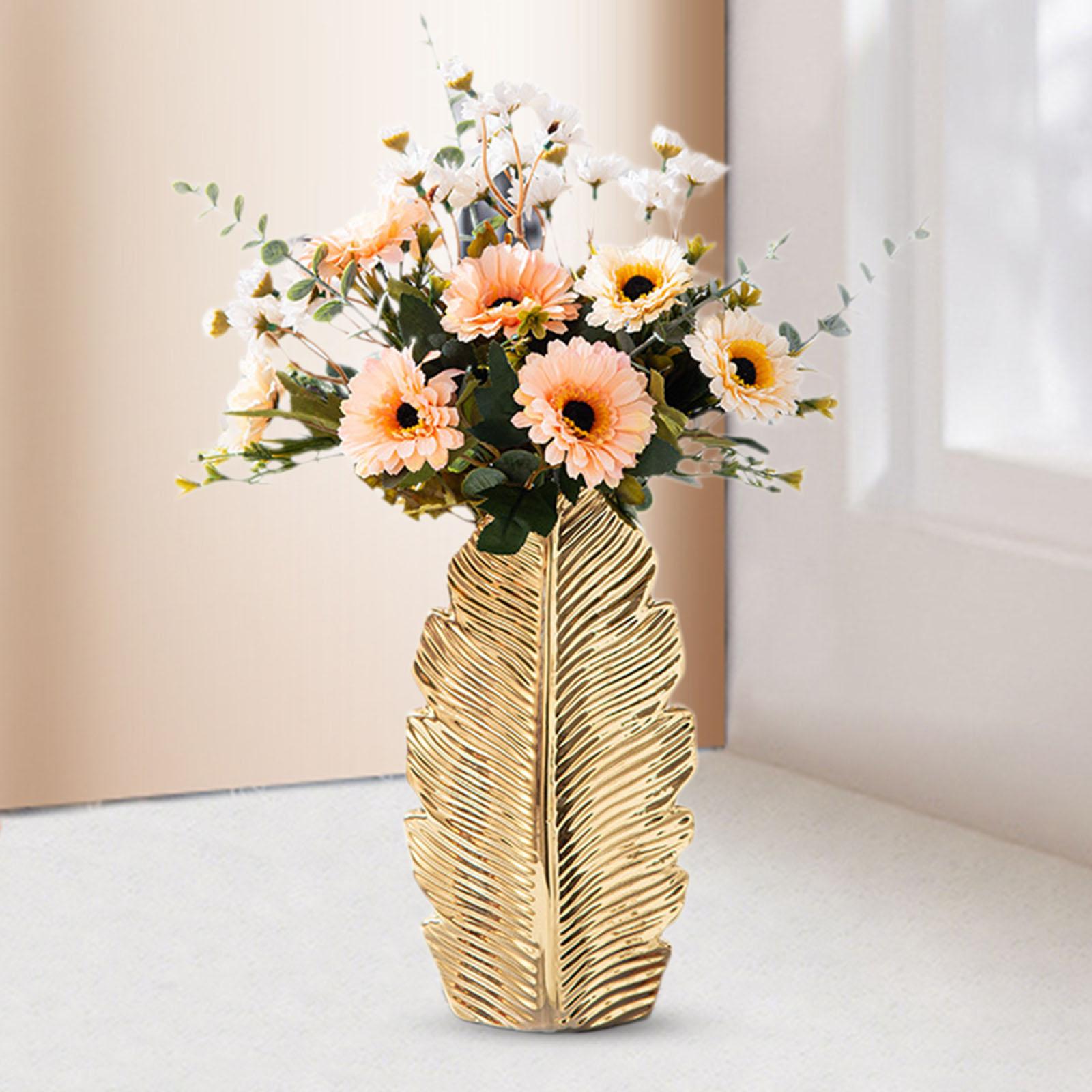 

Flowers Holder Birthday Gift Decoration Ceramic Flower Vase Desktop Ornament for Bookshelf Mantel Living Room Wedding Bedroom золотой