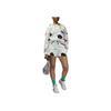 Jordan Graffiti Color Block Print Fleece Casual Hoodie Women Tops White DQ4606-133